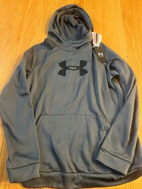 Under Armour Slate Gray Pullover Hoodie sweatshirt with Black Logo